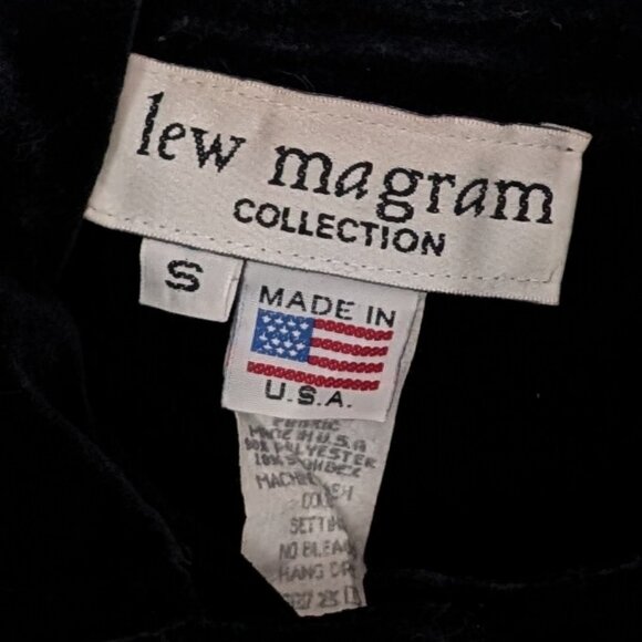 Lew Magram Vintage 90s Black Stretch Velvet Biker Vest Size S - Picture 7 of 8